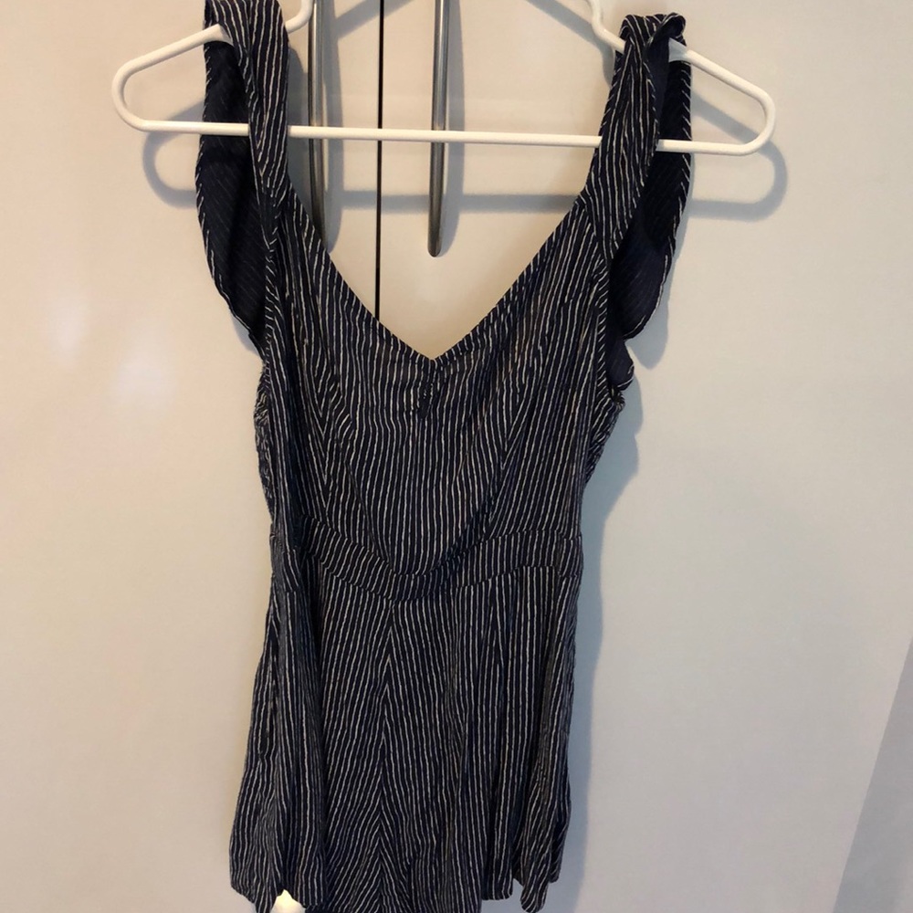 Blue and white striped romper